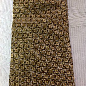 Gianfranco FERRE Geometric Gold & Blue Silk Necktie Tie